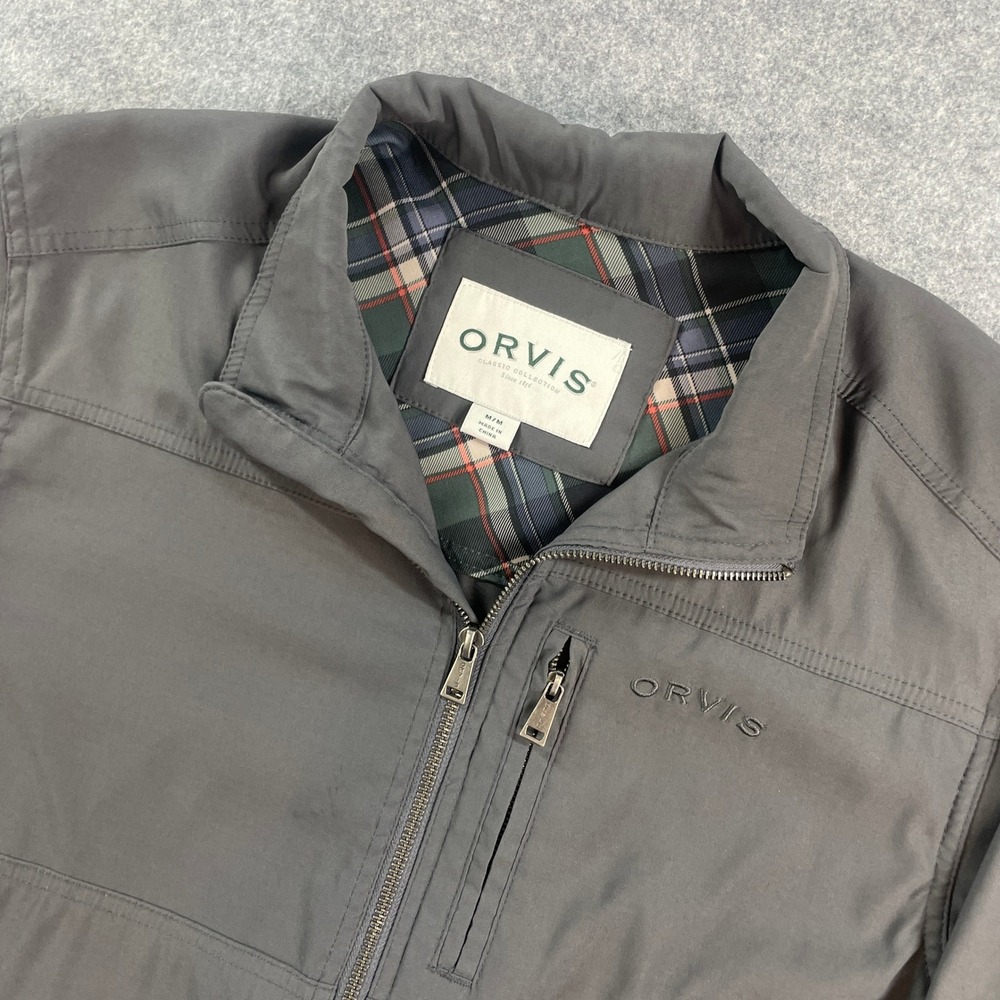 Orvis Classic Collection Mens Jacket M Gray Stretch Long Sleeve